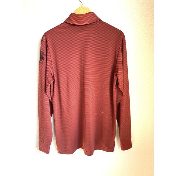 Harley Davidson Houston Mancuso Orange Black Striped Long‎ Sleeved Polo Shirt M - Picture 5 of 11